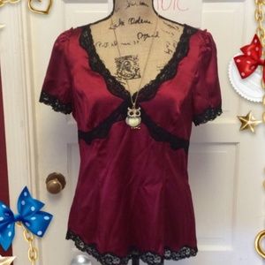 WHBM Gorgeous Red and Lace Top NWT
